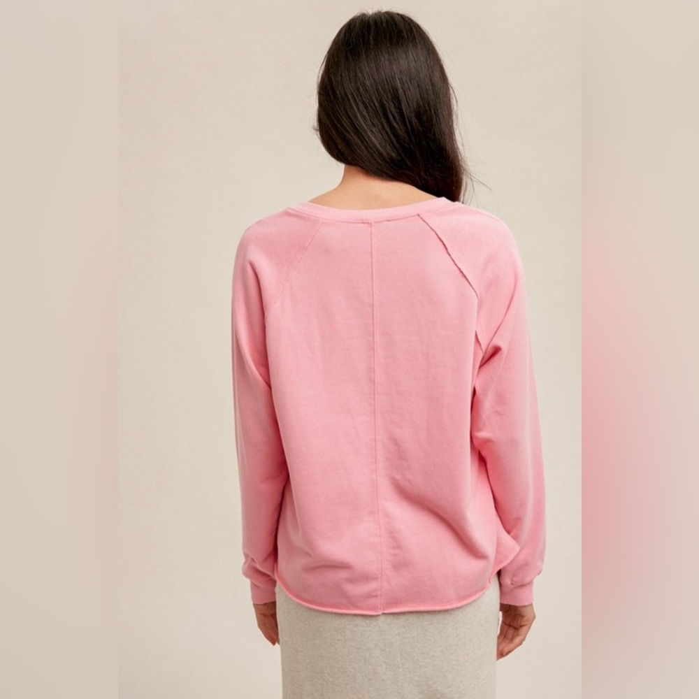 #22 🩷 🧡 **2 COLORS **V NECK ASYMMETRICAL SWEATSHIRT - Picture 7 of 7